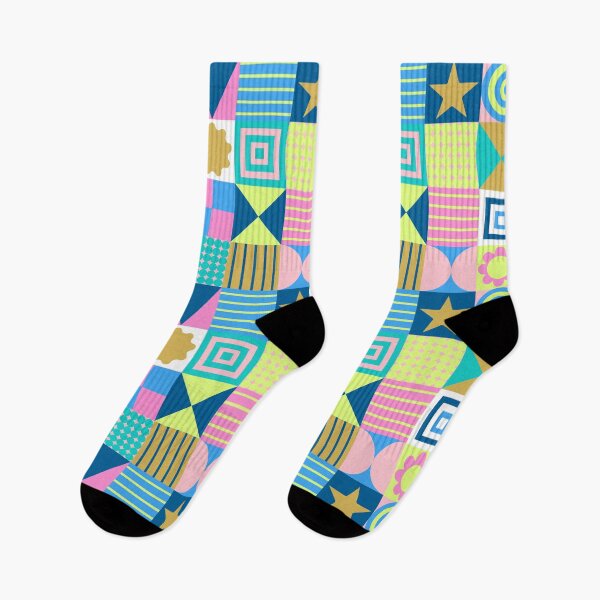 Item preview, Modern Geometric Abstract Patchwork Background with Bright Shapes designed and sold by nuchz.