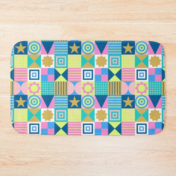 Item preview, Modern Geometric Abstract Patchwork Background with Bright Shapes designed and sold by nuchz.