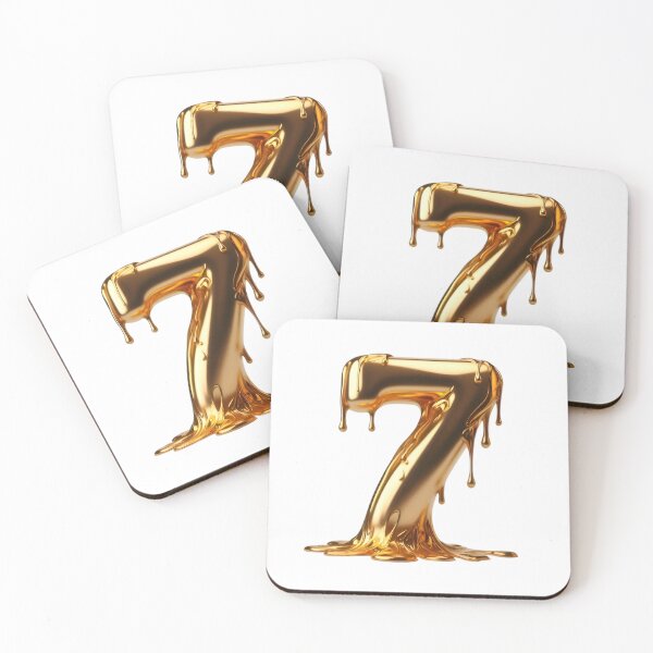 Item preview, Luxury melting Gold number 7, 3D liquid Gold art designed and sold by AlanyaArtX.