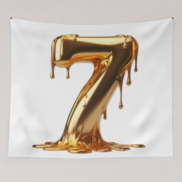 Item preview, Luxury melting Gold number 7, 3D liquid Gold art designed and sold by AlanyaArtX.