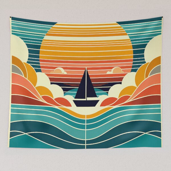 Item preview, Geometric Sailboat Sunset designed and sold by InkSmithery.