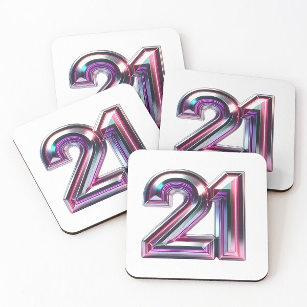 Item preview, Retro 80s synthwave number 21, neon glow aesthetic. designed and sold by AlanyaArtX.