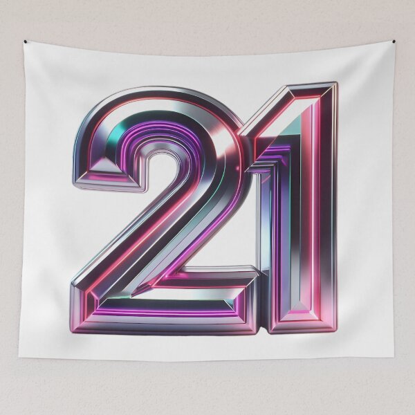 Item preview, Retro 80s synthwave number 21, neon glow aesthetic. designed and sold by AlanyaArtX.