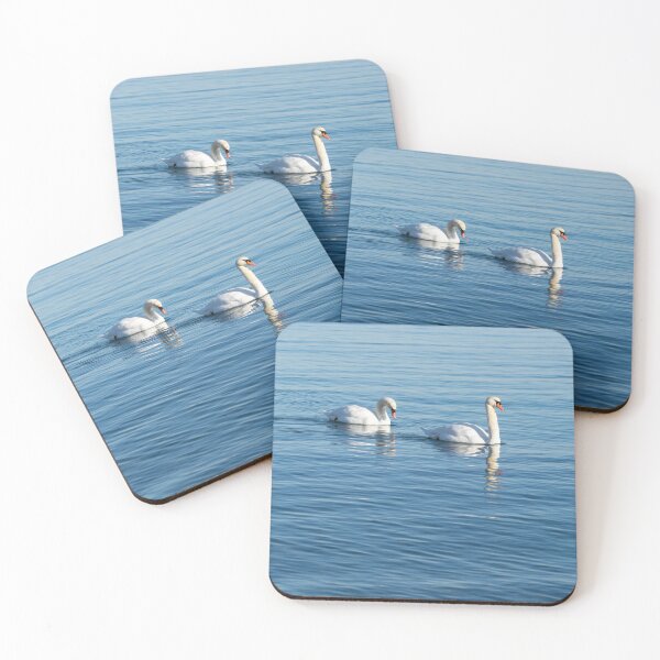 Item preview, Swan Couple Gracefully Gliding on Calm Blue Water designed and sold by Georgia Mizuleva.