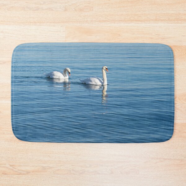Item preview, Swan Couple Gracefully Gliding on Calm Blue Water designed and sold by Georgia Mizuleva.