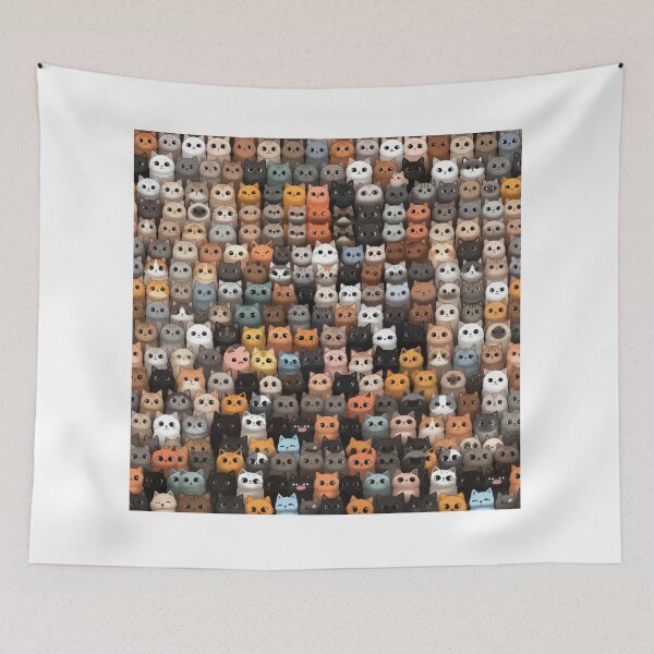 Item preview, Cute Kawaii Cat Crowd Pattern - Aesthetic Pastel Kitty Collage designed and sold by ern vintage store.