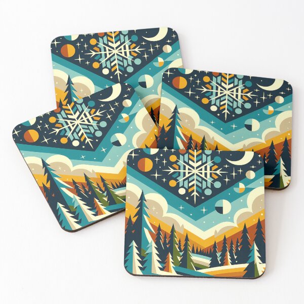 Item preview, Geometric Snowflake Winter Forest designed and sold by InkSmithery.