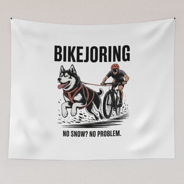 Item preview, Bikejoring No Snow No Problem – Husky Dog Bike Sport Design designed and sold by ArcticFoxStudio.