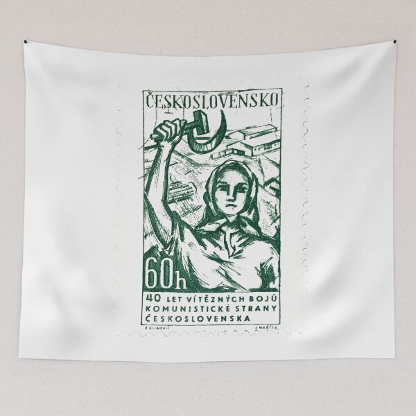 Item preview, Czech Republic Worker Woman Vintage Postage Stamp designed and sold by red-amber65.