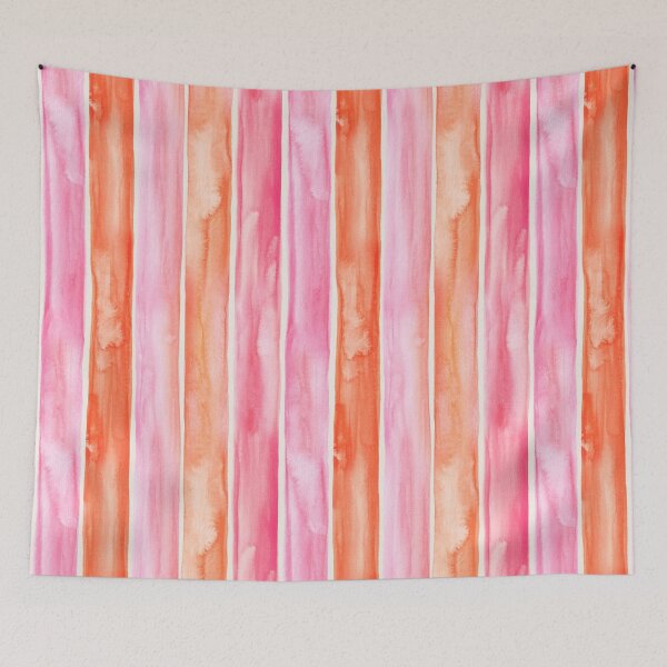 Item preview, Pink and Orange Cocktail Pop Hand Painted Watercolor Stripes designed and sold by micklyn.