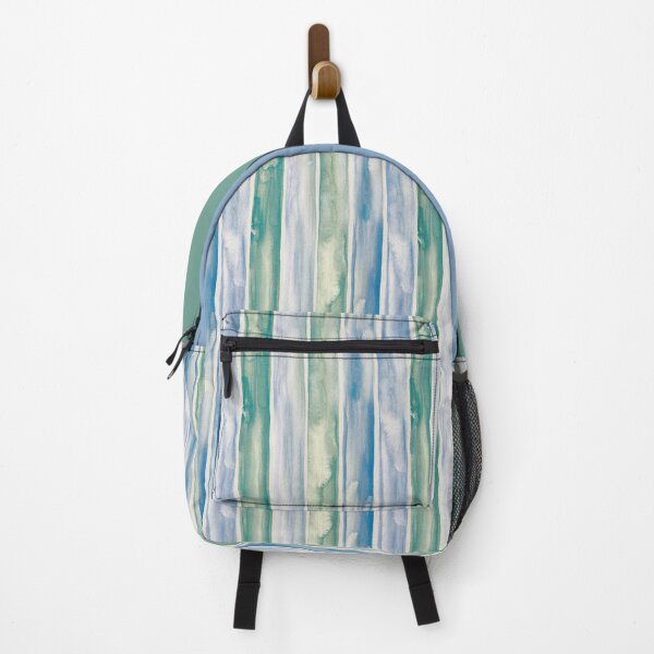 Item preview, Faded Vintage Blue Green and Ivory Watercolor Textured Stripes designed and sold by micklyn.