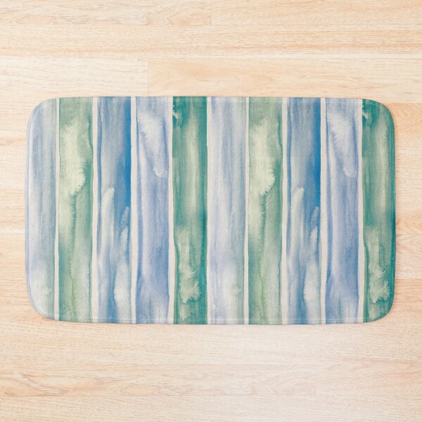 Item preview, Faded Vintage Blue Green and Ivory Watercolor Textured Stripes designed and sold by micklyn.