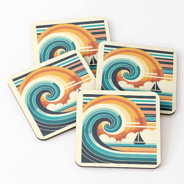 Item preview, Geometric Wave and Sailboat Sunset designed and sold by InkSmithery.