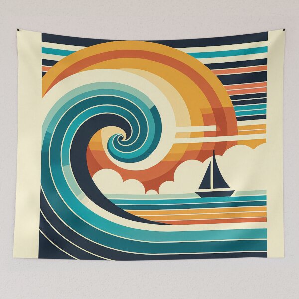 Item preview, Geometric Wave and Sailboat Sunset designed and sold by InkSmithery.