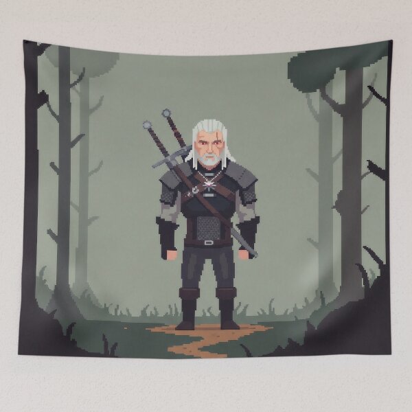 Aperçu de l'œuvre T-shirt Geralt de Riv 16-Bit Hero créée et vendue par Majorprint.