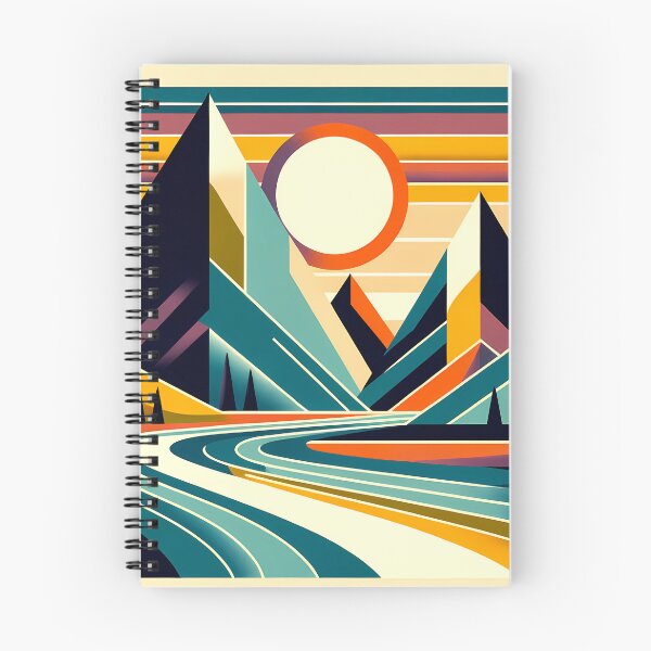 Aperçu de l'œuvre Paysage géométrique de montagne au coucher du soleil créée et vendue par InkSmithery.