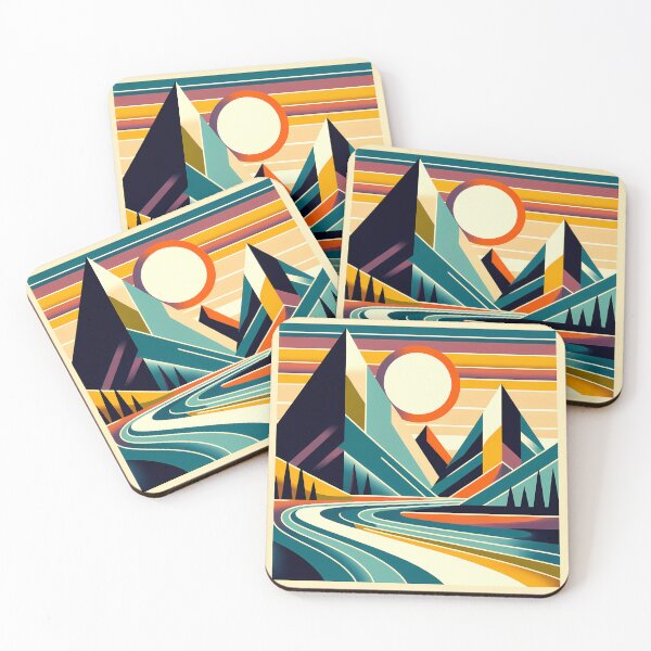 Item preview, Geometric Mountain Sunset Landscape designed and sold by InkSmithery.