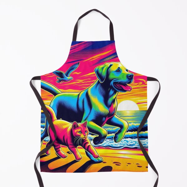 Item preview, Sunset Companions – Psychedelic Dog & Cat Design designed and sold by Dogandesighn.