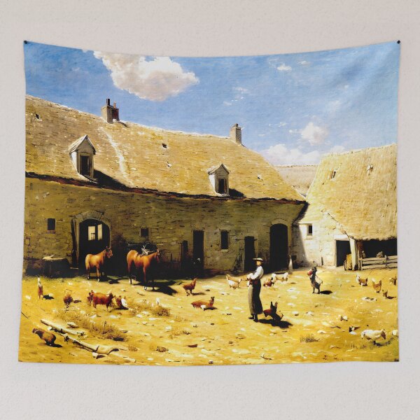 Item preview, Farmyard at Chailly: A Sunlit Glimpse of Rural Life designed and sold by artdesignsnow.