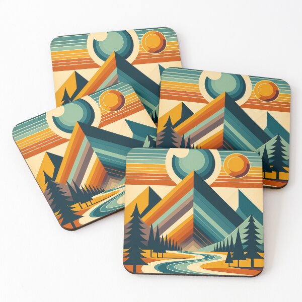 Item preview, Geometric Mountain Valley Sunset designed and sold by InkSmithery.