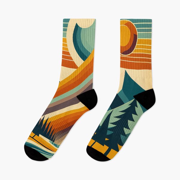 Item preview, Geometric Mountain Valley Sunset designed and sold by InkSmithery.