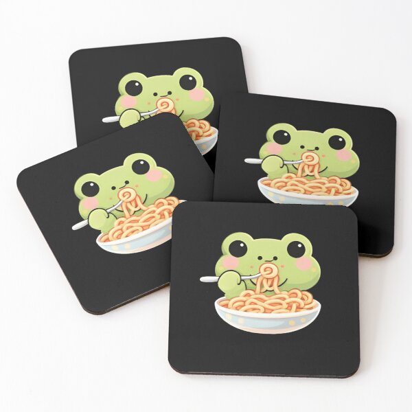 Item preview, Adorable Kawaii Frog Eating Spaghetti Noodles designed and sold by Trendora90.