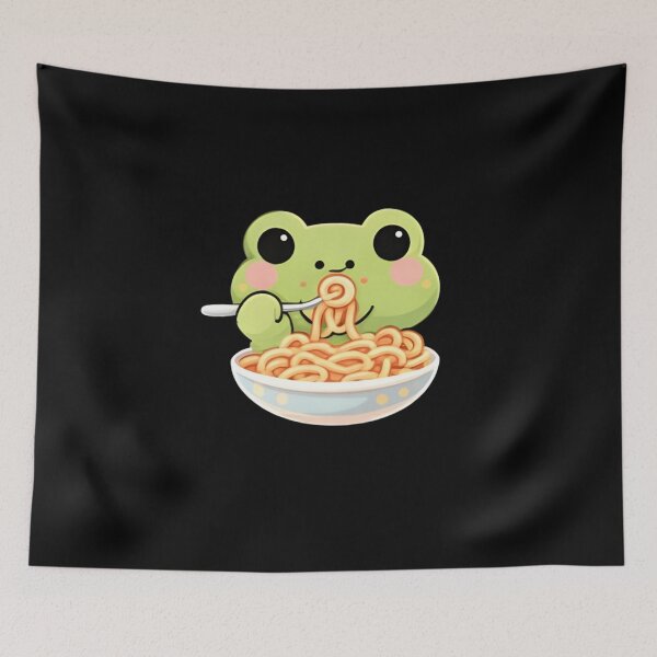 Item preview, Adorable Kawaii Frog Eating Spaghetti Noodles designed and sold by Trendora90.