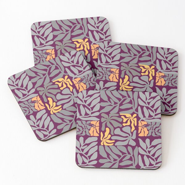 Item preview, Floral Matisse Style Nature Inspired Grey Yellow Orange Pattern designed and sold by CreativeCanvas8.