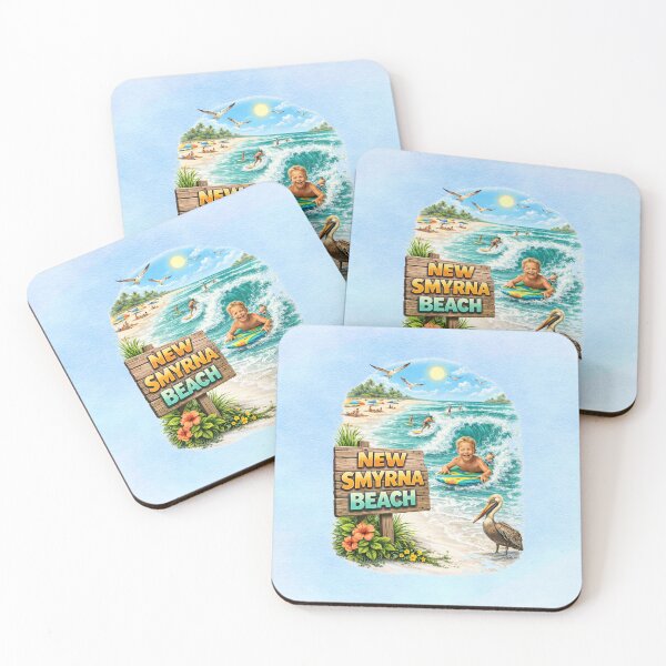 Item preview, New Smyrna Beach Retro Coastal Travel Poster - Florida Beach Art designed and sold by MysticOzzy.