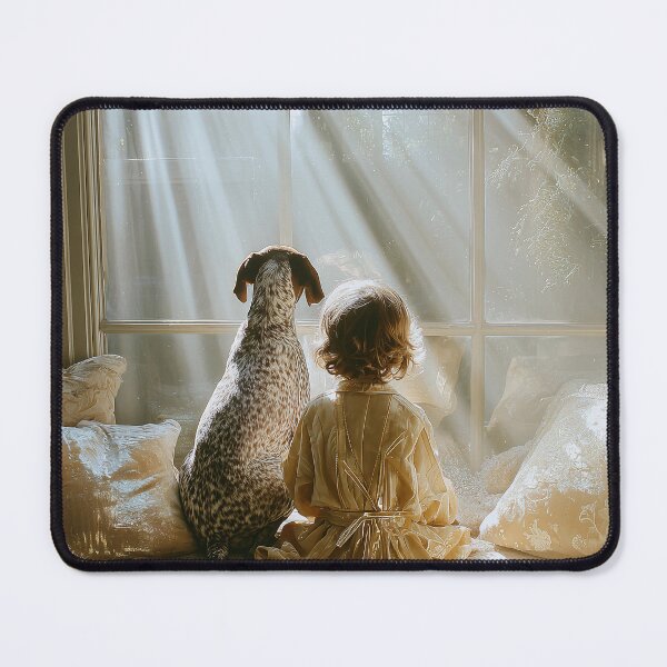 Item preview, Child and German Shorthaired Pointer Gazing at Window designed and sold by lautir.