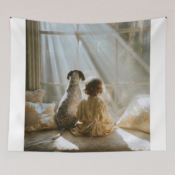 Item preview, Child and German Shorthaired Pointer Gazing at Window designed and sold by lautir.