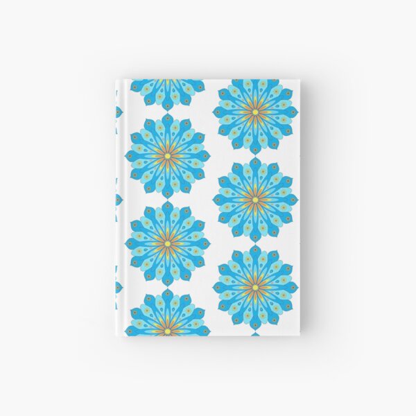 Mandala fleurs bleu, jaune, orange Carnet cartonné
