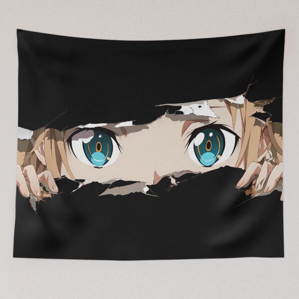Item preview, Silica Sword Art Online Peeking Teal Eyes Torn Paper Closeup designed and sold by PMartistStudio.