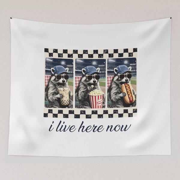 Item preview, I Live Here Now Raccoon Funny Baseball Mama Ballfield Design designed and sold by kiralynstration.