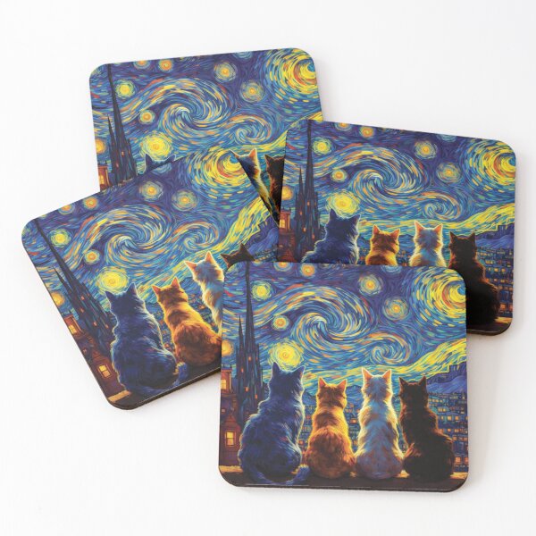 Item preview, Funny Cats Starry Night - Van Gogh Feline Art designed and sold by DreamPup.