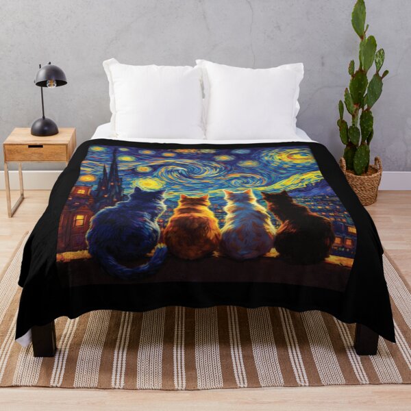 Item preview, Funny Cats Starry Night - Van Gogh Feline Art designed and sold by DreamPup.