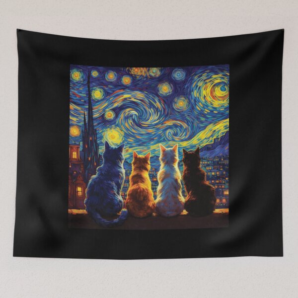 Item preview, Funny Cats Starry Night - Van Gogh Feline Art designed and sold by DreamPup.