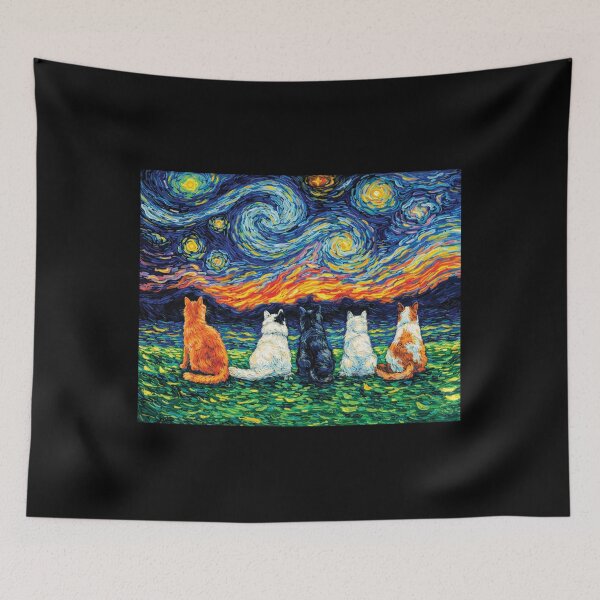 Item preview, Funny Cats Starry Night - Van Gogh Feline Art designed and sold by DreamPup.