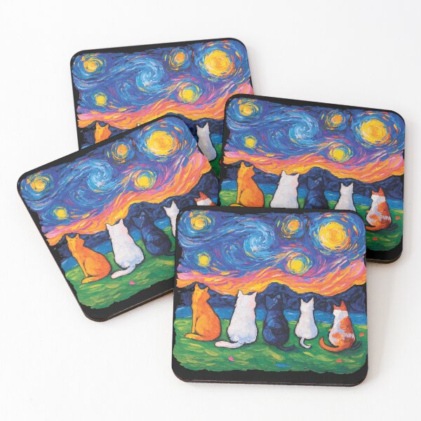 Item preview, Funny Cats Starry Night - Van Gogh Feline Art designed and sold by DreamPup.