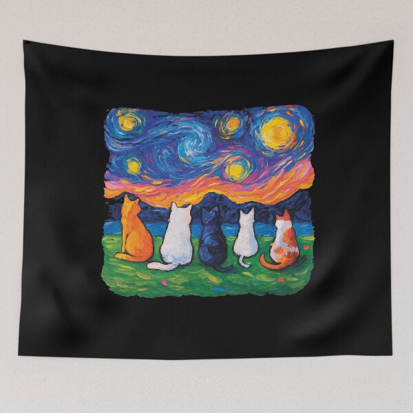 Item preview, Funny Cats Starry Night - Van Gogh Feline Art designed and sold by DreamPup.