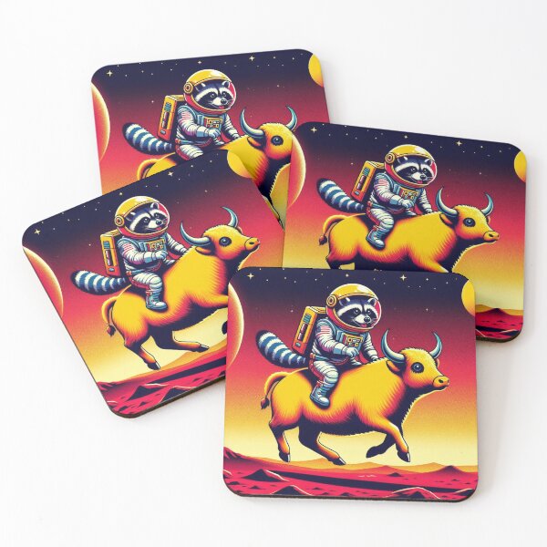 Item preview, Cosmic Raccoon – Surreal Bull Ride designed and sold by Dogandesighn.