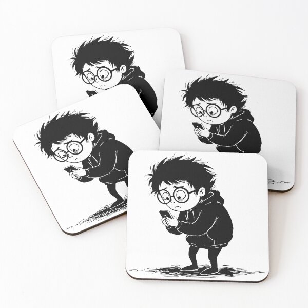 Artikelvorschau, Kinderhoodie Smartphone Einsamkeit Manga entworfen und verkauft von PixelStudioBe.