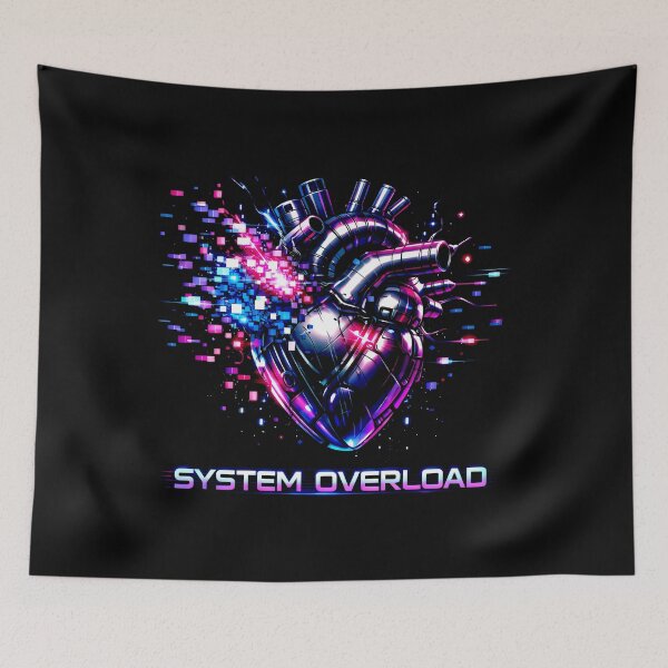 Item preview, System Overload Mechanical Heart Neon Glitch Art designed and sold by SplashTastic.