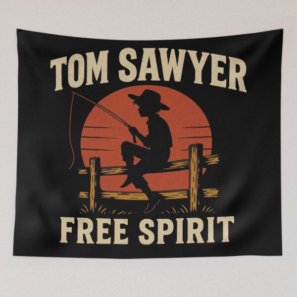 Item preview, Tom Sawyer Retro Sunset Fishing Vintage Art designed and sold by Retr0Tshirts.