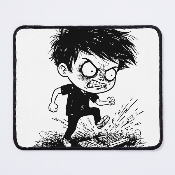 Item preview, Angry Gamer Broken Keyboard Black and White Manga designed and sold by PixelStudioBe.