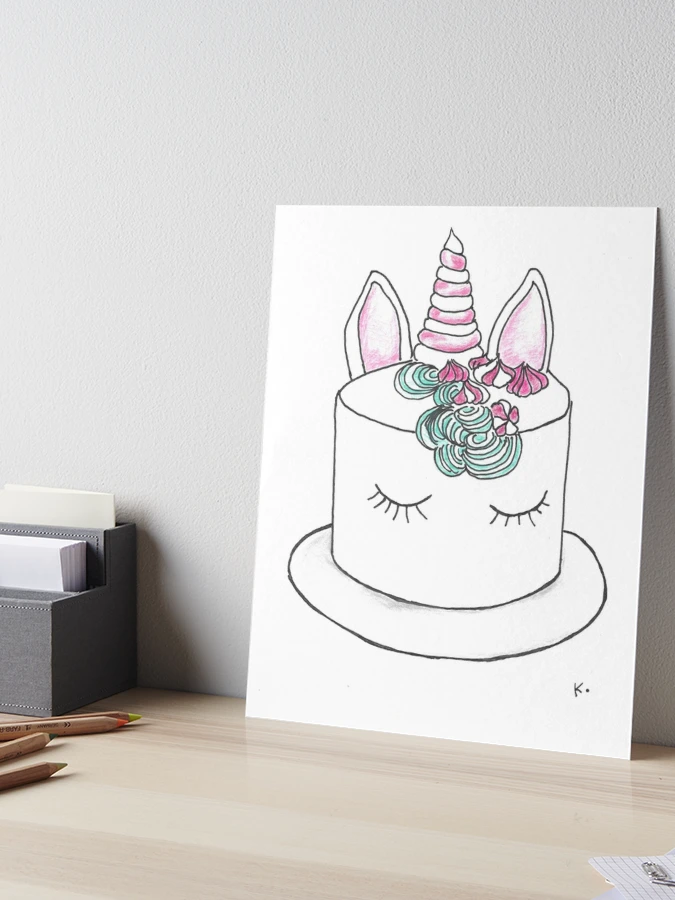 Cute Unicorn Cake | Easy drawings for kids, Cute drawings for kids, Cute  cartoon drawings