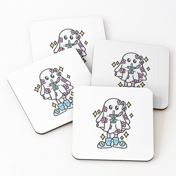 Item preview, Kawaii Ghost Boba Tea Spooky Cute Stoner Floral Art designed and sold by MycoMindsMedia.