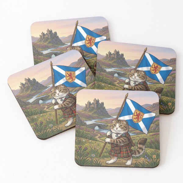Item preview, Scottish Highland Cat | Kilted Cat Holding Scotland Flag | Cute Scottish designed and sold by MiowandMolly.