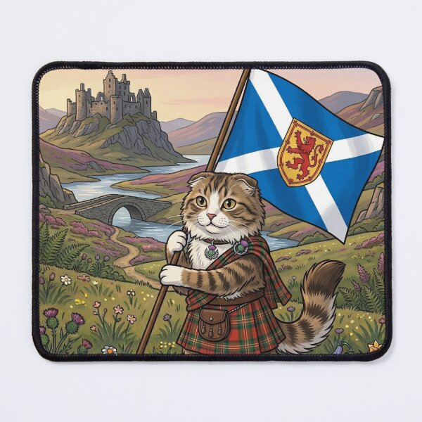 Item preview, Scottish Highland Cat | Kilted Cat Holding Scotland Flag | Cute Scottish designed and sold by MiowandMolly.