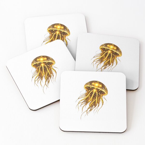 Item preview, Cyber Jellyfish – Gold Core Futuristic Ocean Creature designed and sold by RaccoonFish.